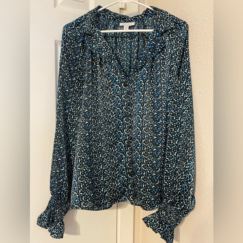 Long sleeve blue blouse